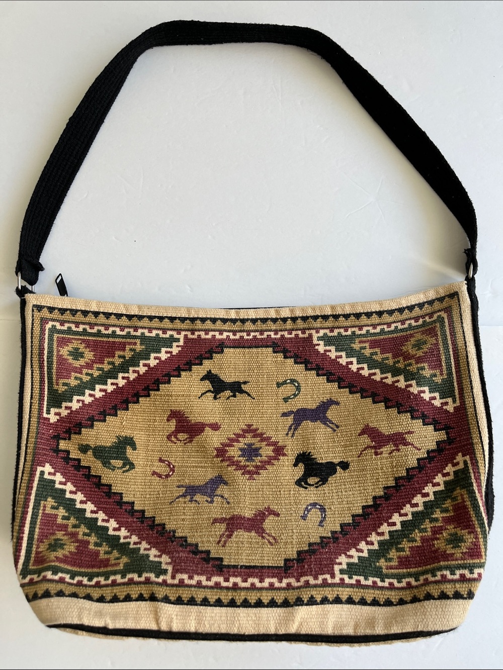 Horses Shoulder Bag Handwoven Western Zip Top El Paso Saddle Blanket Co - Picture 11 of 11